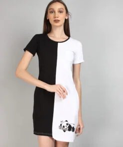 Alternative view of Sleeping Panda Black & White Sleep Dress For Women