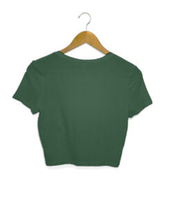 Alternative view of Solid Plain Olive Green Crop Top for Women