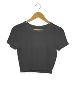 Solid Plain Black Crop Top for Women