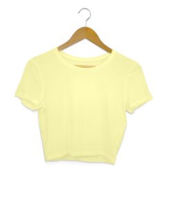 Solid Plain Butter Yellow Crop Top for Women