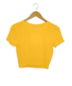Solid Plain Golden Yellow Crop Top for Women