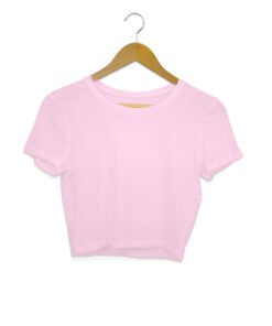 Solid Plain Light Pink Crop Top for Women