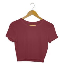 Solid Plain Maroon Crop Top for Women