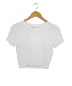 Solid Plain Melange Grey Crop Top for Women