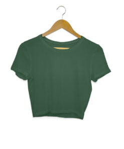 Solid Plain Olive Green Crop Top for Women