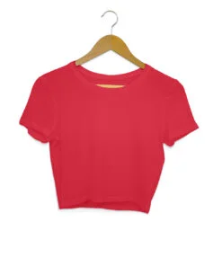 Solid Plain Red Crop Top for Women
