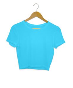 Solid Plain Sky Blue Crop Top for Women