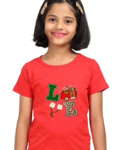 Alternative view of LOVE Printed Round Neck T-Shirts for Girls