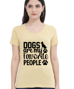 Dogs Are My Favourite People Printed Round Neck T-Shirts for Women