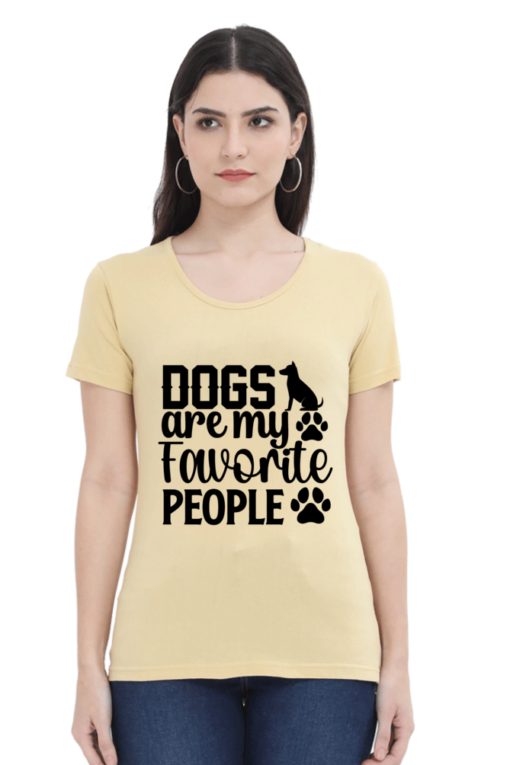 Dogs Are My Favourite People Printed Round Neck T-Shirts for Women