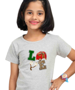 LOVE Printed Round Neck T-Shirts for Girls