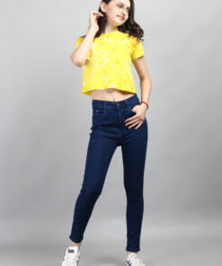 Alternative view of Yellow Tie and Dye Crop Top for Women