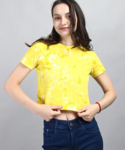 Yellow Tie and Dye Crop Top for Women